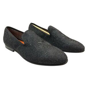 Tallia Loafers Mens 8.5 Enrico Crest Dark Grey Velvet Slip On‎ Smoking Slipper